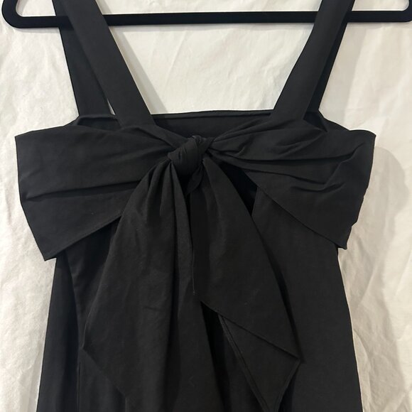 NWT THEORY Good Linen Tie Back MIDI Dress Black Eco Crunch Wash | Size P - Picture 7 of 13